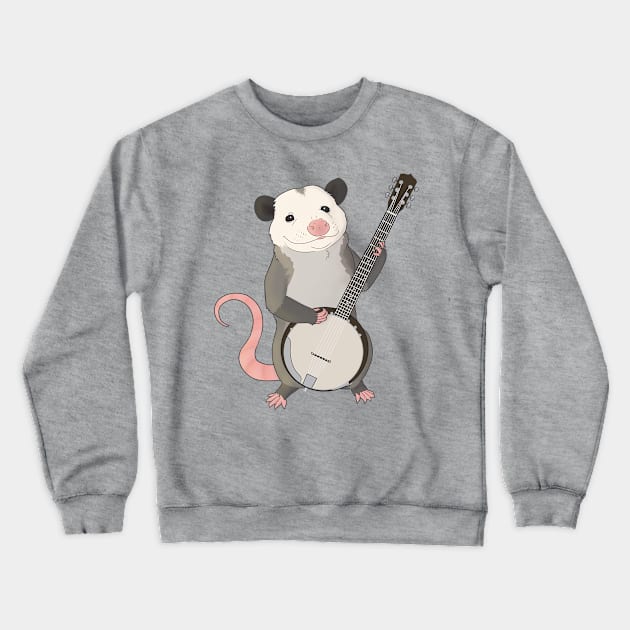 Possum playing the banjo Crewneck Sweatshirt by Mehu Art